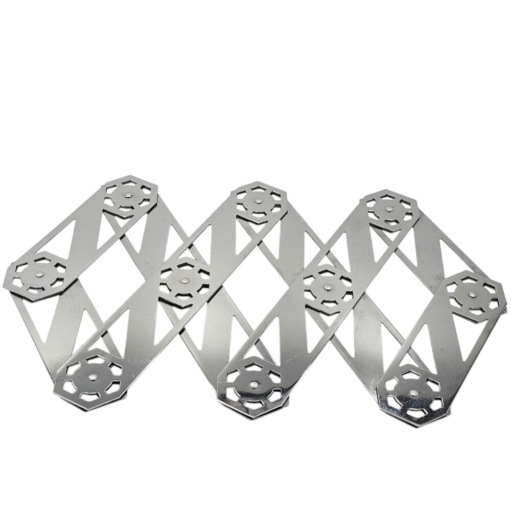 Chrome Expandable Diamond Trivet — Mid-Century Accordion Style  1950s